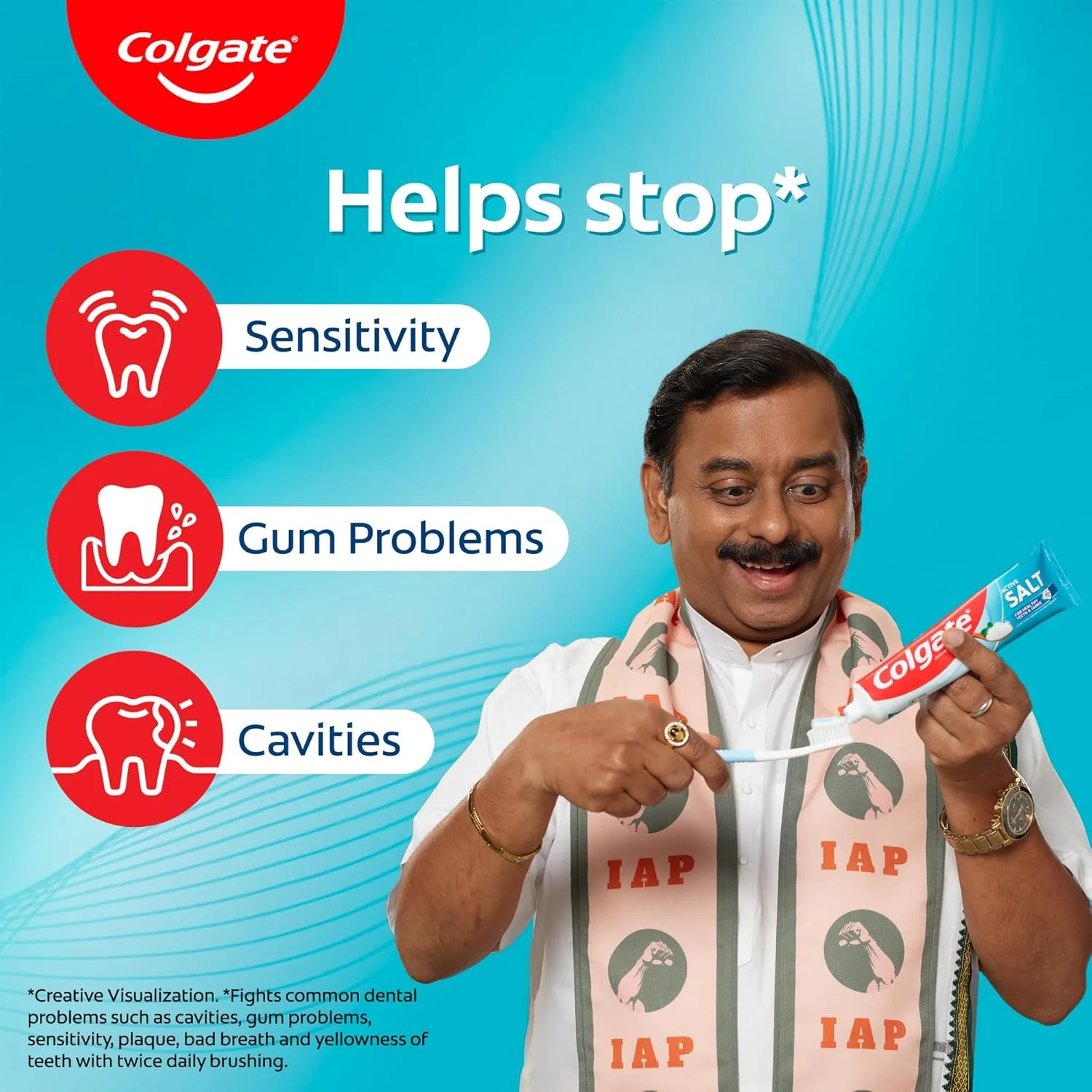 Colgate Active Salt Toothpaste, Daily Germ Protection, Pack of 100g, Toothpaste with Salt and Mint, Healthy Gums & Teeth, Tooth paste that Fights Germs & Provides Fresh Breath - Image 3