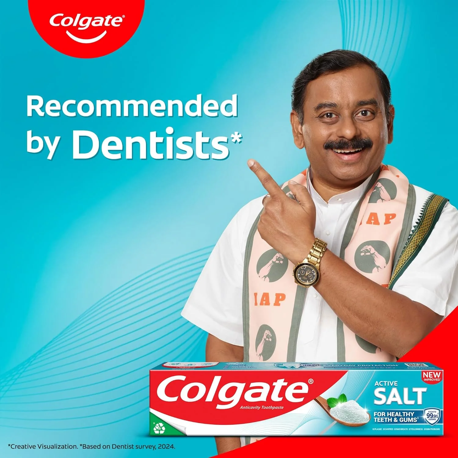 Colgate Active Salt Toothpaste, Daily Germ Protection, Pack of 100g, Toothpaste with Salt and Mint, Healthy Gums & Teeth, Tooth paste that Fights Germs & Provides Fresh Breath - Image 6
